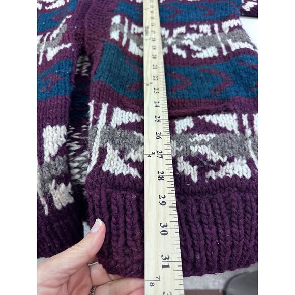 Vintage 100% Wool Sweater Cardigan women's size  44x31 chunky Ecuador buttons - Picture 6 of 6